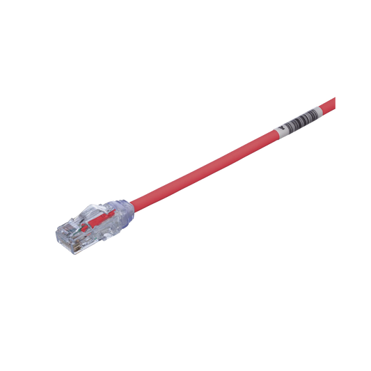 Cable de Parcheo UTP Cat6A, CM/LSZH, Diámetro Reducido (28AWG), Color Rojo, 10ft