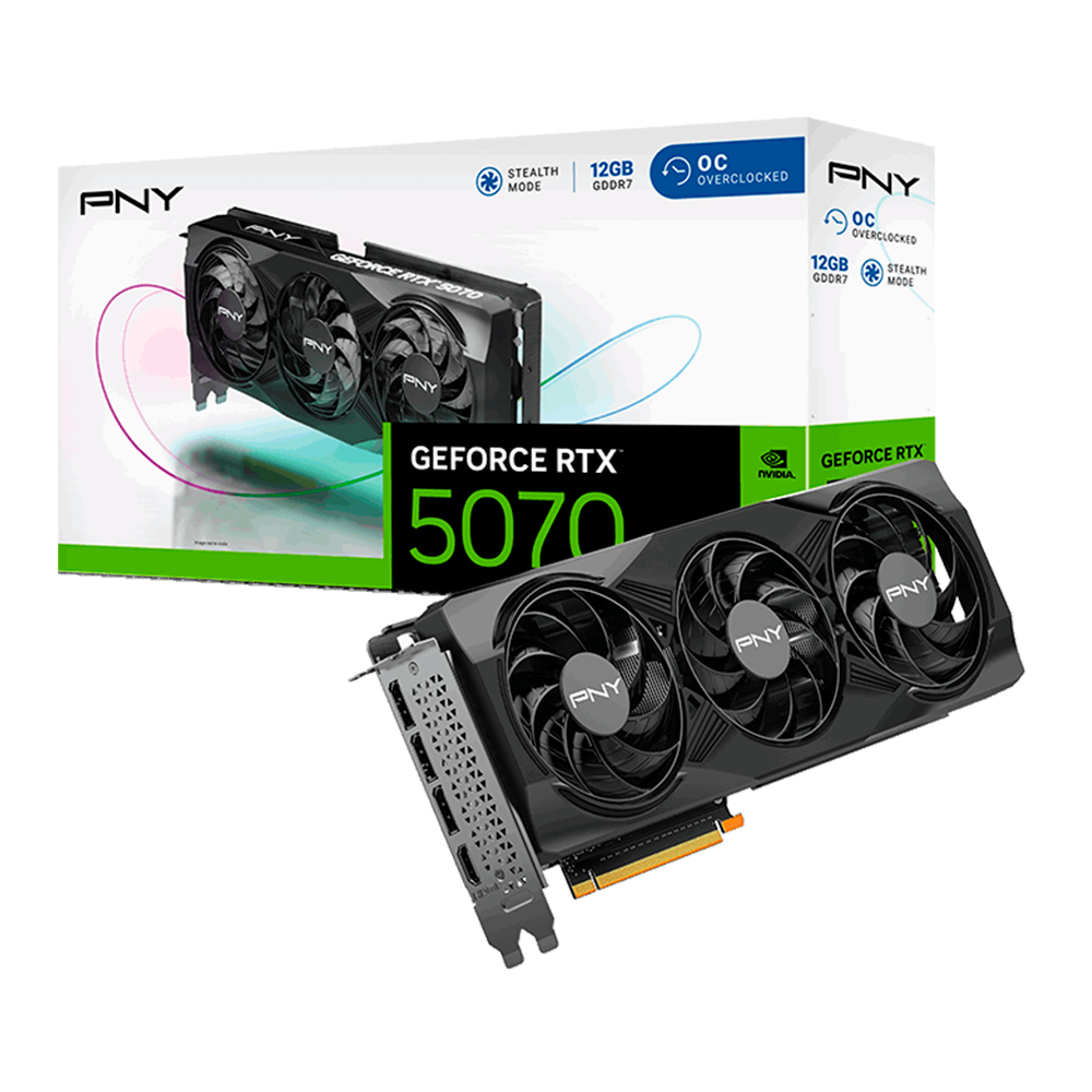 Tarjeta De Video Pny Geforce Rtx 5070 Triple Fan Oc / 12gb Gddr7 / Pcie 5.0 X16 / Gama Alta / Gamer