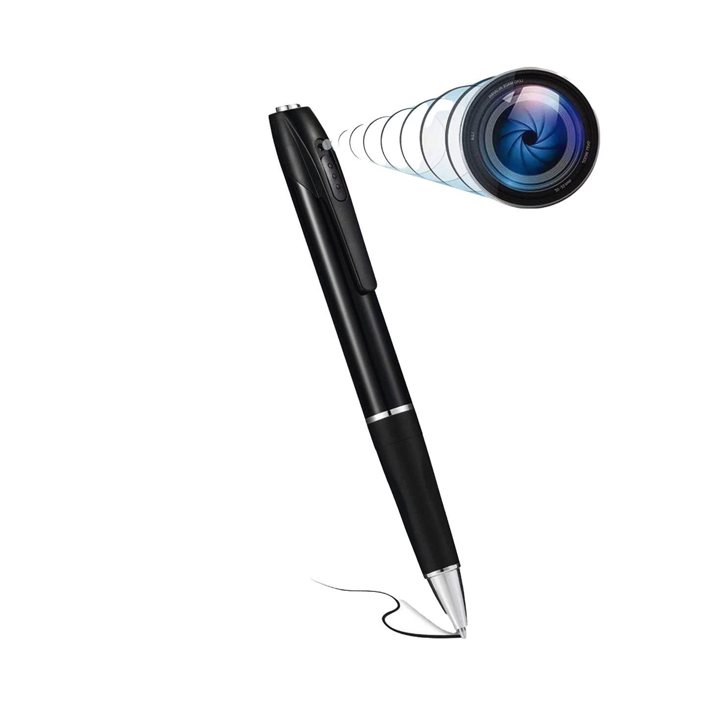 Cámara Oculta en Bolígrafo (Spyce Camera) / Full HD / Grabación de Video y Audio / Captura de Fotos / Soporta Memoria Micro-SD de hasta 64G / Tiempo de Carga Aprox. 1 hora / Tiempo de Trabajo 120 min. / Incluye Cable de Carga.