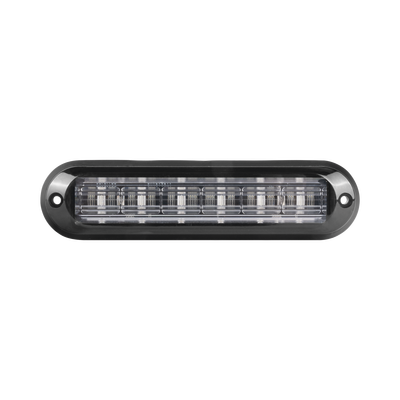 Luz Auxiliar Ultra Brillante IP67 de 6 LEDs, Color Rojo, con mica transparente y bisel negro