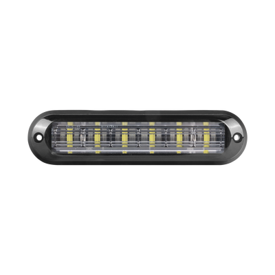 Luz Auxiliar Ultra Brillante IP67 de 6 LEDs, Color Rojo/Claro, con mica transparente y bisel negro
