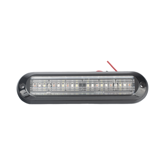 Luz Auxiliar, Ultra Brillante, IP67, 18 LEDs, Tricolor, Color Rojo/Claro/Azul, con mica transparente y bisel negro