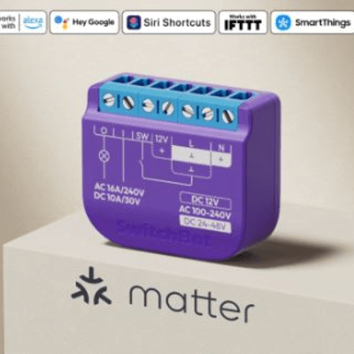 Switch Relevador Inteligente conectividad inalambrica Wifi y BLE / Salida Contacto Seco / Compatible con asistentes de voz / Dimensiones 42x36x16 mm