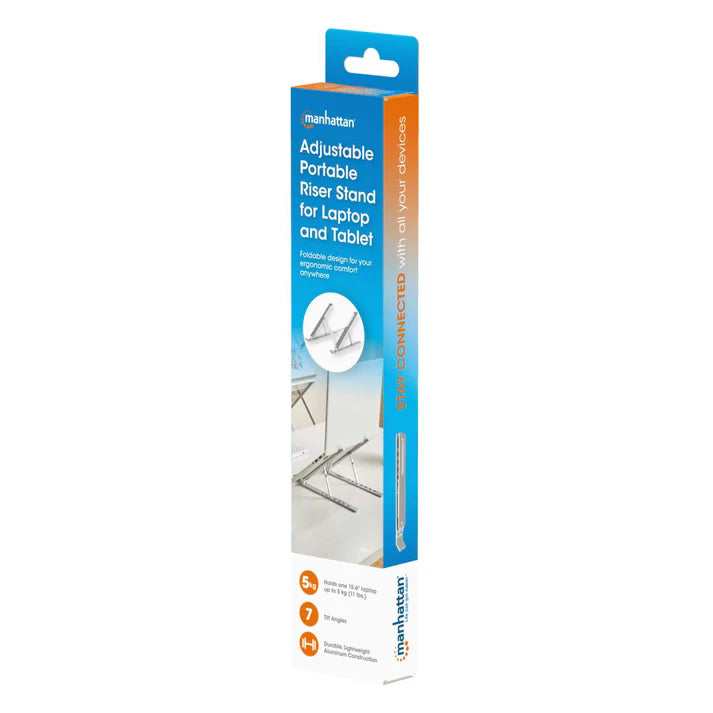 Soportes/manhattan/462617/soporte De Aluminio Para Laptop O Tablet Con Elevación Ajustable, Eco