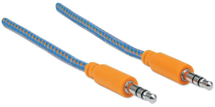 Cable Audio,manhattan,352802, Estereo 3.5mm M-m 1.0m Textil Azul/naranja