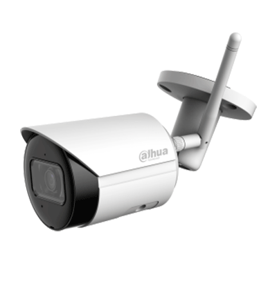 Camara Dahua Ip Bullet Wifi De 4 Megapixeles/ Lente De 2.8mm/ 90 Grados De Apertura/ H.265/ Ir De 30 Metros/ Microfono Integrado/ Ranura Para Microsd/ Metalica/ Ip67/ Dwdr/ Videoanaliticos Con Smd/