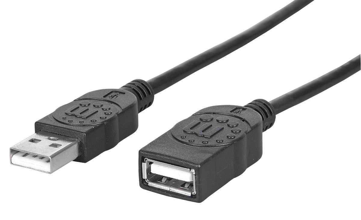 Extensión de cable USB, A macho / A hembra, 1.8m, Color Negro.