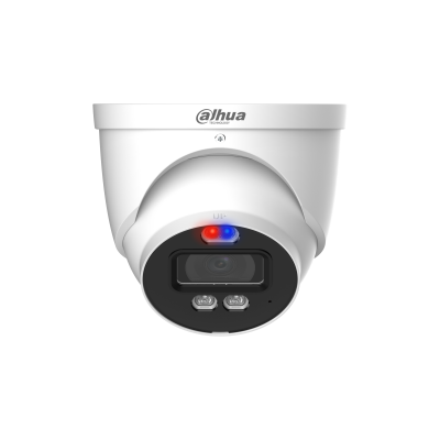 Camara Analoga/ Dahua/ Hac-me1239hn-a-pv/ Domo Tioc De 2 Mp/ Disuasion Activa Luz Roja Y Azul/ Lente De 3.6 Mm/ Super Adapt/ Microfono/ 40 Mts De Iluminacion (ir Y Calida)/ Metalica/ Ip67