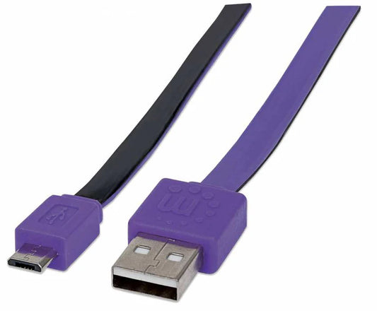 Cable Usb,manhattan,391368, V2 A-micro B, Blister Plano 1.0m Morado/negro