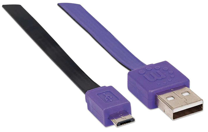 Cable Usb,manhattan,391368, V2 A-micro B, Blister Plano 1.0m Morado/negro