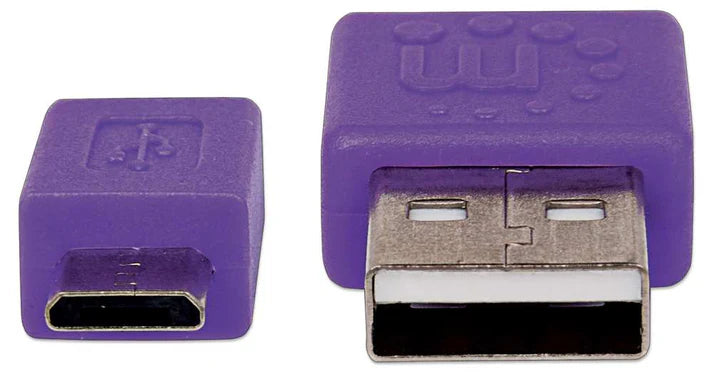 Cable Usb,manhattan,391368, V2 A-micro B, Blister Plano 1.0m Morado/negro