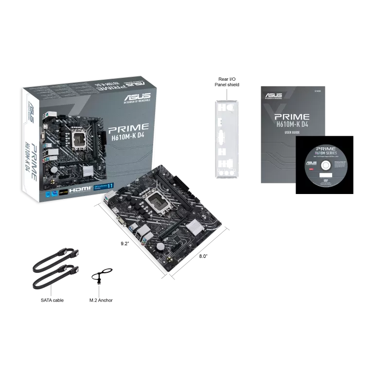 Mb Asus H610 Intel S-1700 14a Gen/2x Ddr4 2666/hdmi/d-sub/m.2/2x Usb3.2/micro Atx/gama Basica