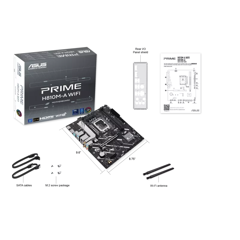 Mb Asus H810 Intel S-1851 Serie 2 /2x Ddr5 6400 /hdmi /dp /2x M.2 /2x Usb 3.2 /wifi 6 /bluetooth /micro Atx /gama Basica