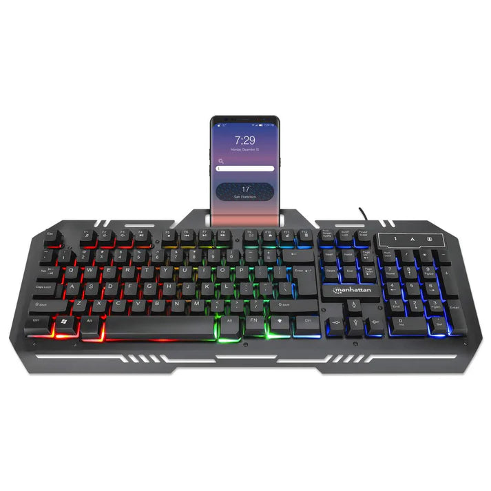 Teclado Gaming Led , Manhattan , 180610 ,con PÁnel MetÁlico Para Celular