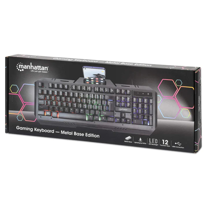 Teclado Gaming Led , Manhattan , 180610 ,con PÁnel MetÁlico Para Celular