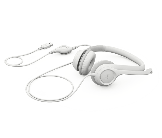 Audifonos Diadema Logitech H390 Supresion De Ruido Control De Volumen Usb Blanco