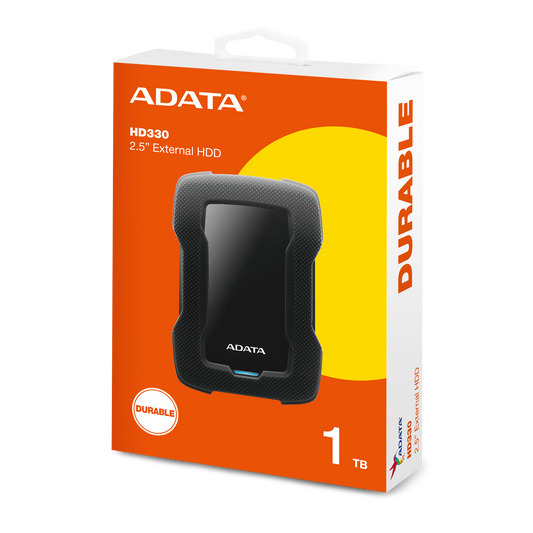 Disco Duro Externo Adata Hd330 1tb Portatil 2.5 Usb 3.2 Windows Mac Linux Contragolpes Slim Color Negro (ahd330-1tu31-cbk)