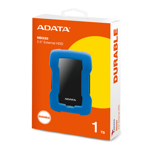 Disco Duro Externo Adata Hd330 2tb Portatil 2.5 Usb 3.2 Windows Mac Linux Contragolpes Slim Color Azul (ahd330-2tu31-cbl)