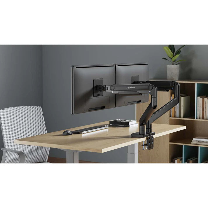 Soportes/manhattan/462587/soporte De Aluminio Con Sistema De Pistón Para 2 Monitores De 17 A 45