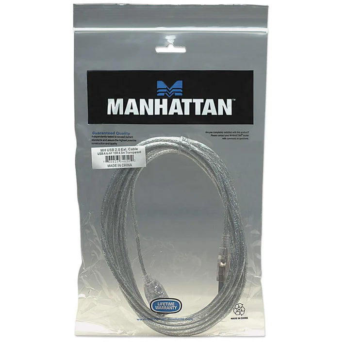 Cable Usb,manhattan,340502, V2.0 Ext. 4.5m Plata