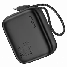 Cargador Powerbank Acteck Energon Go Plug Pro Pg60 / Capacidad De 10,000 Mah / Usb-c Con Cable Integrado 22.5 W / Ultra Compacto Y Ligero / 3c Standard / Elite Series / Negro / Ac-945615