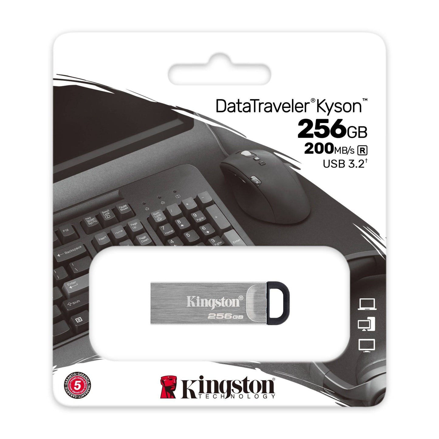 Memoria Flash Usb Kingston Data Traveler Kyson 256gb Gen 1 3.2 Tipo A Metalica (dtkn/256gb)