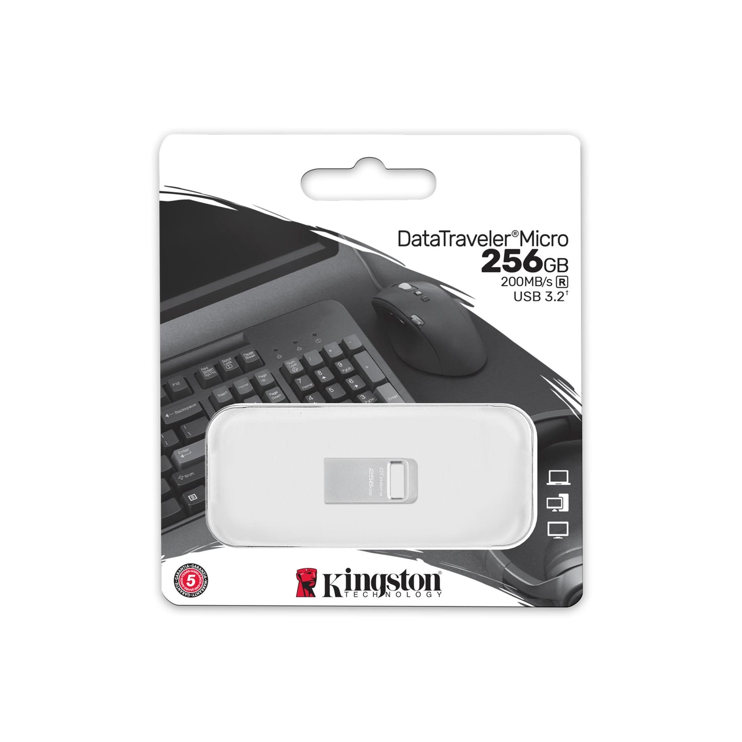 Memoria Flash Usb Kingston Data Traveler Micro 256gb Gen 1 3.2 Tipo A Metal Dtmc3g2/256gb