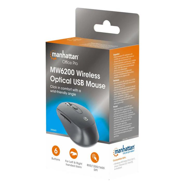 Mouse/manhattan/190343/mouse Ergonómico Inalámbrico Mw6200