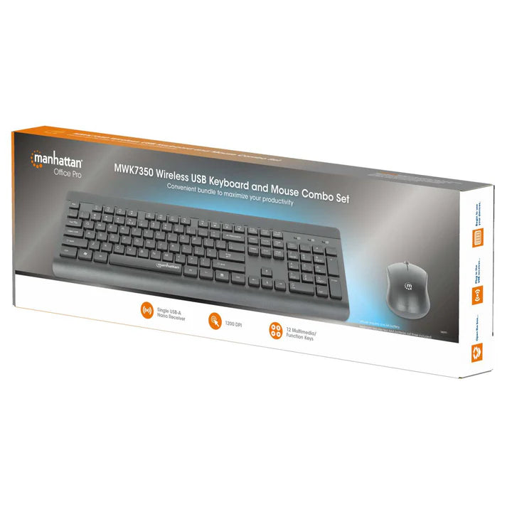 Teclados/manhattan/180771/kit De Teclado Y Mouse Óptico Inalámbricos Mwk7350