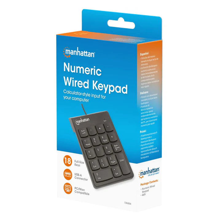 Teclado,manhattan,176354, Numerico Usb Negro