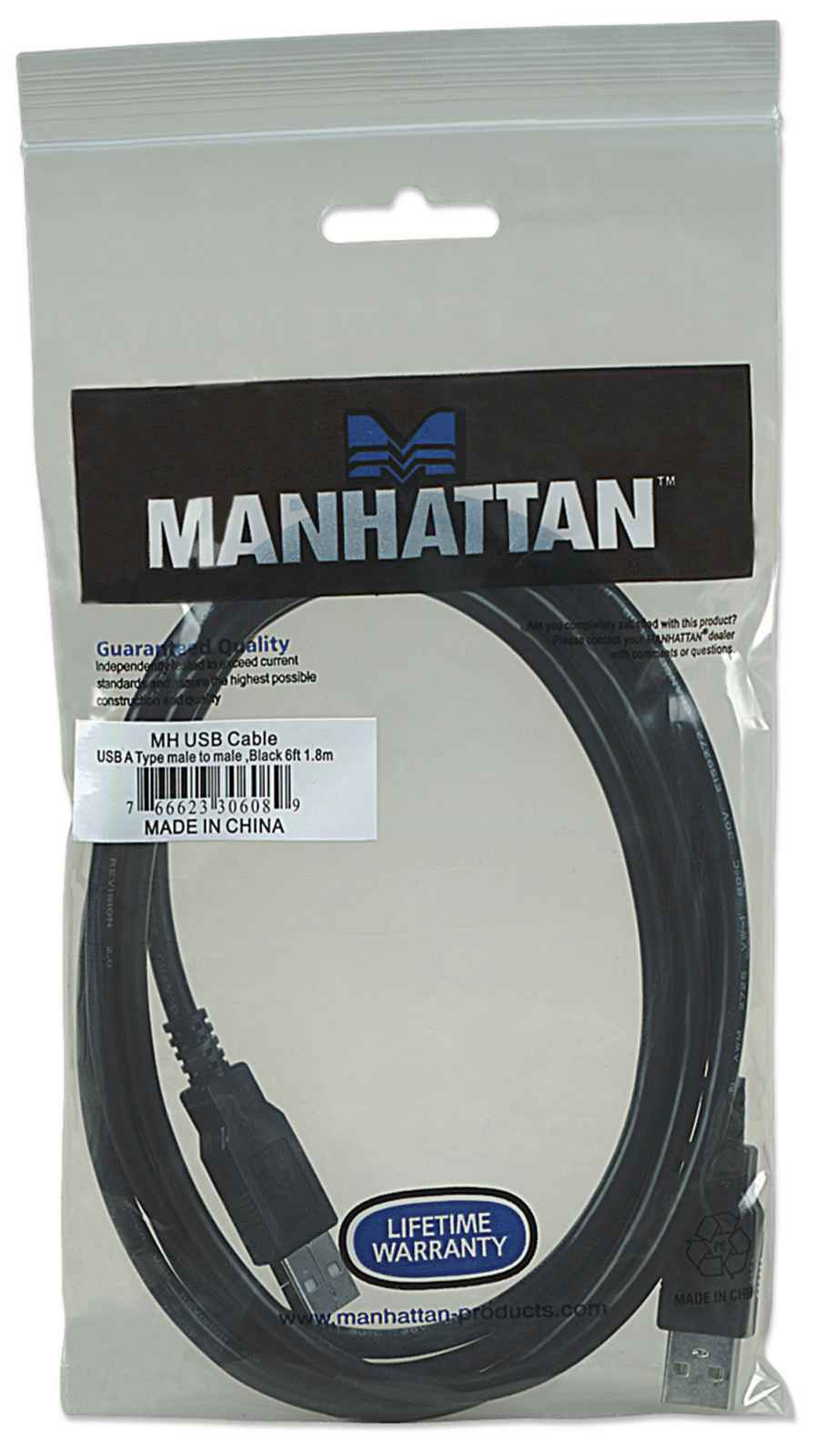 Cable Usb,manhattan,306089, V2.0 A-a 1.8m, Negro