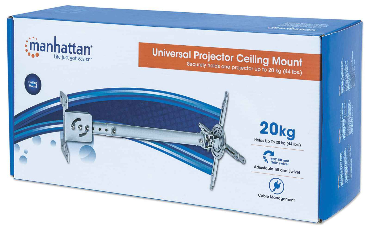 Soporte Proyector,manhattan,424851, P/techo 58-82cm, 20 Kg