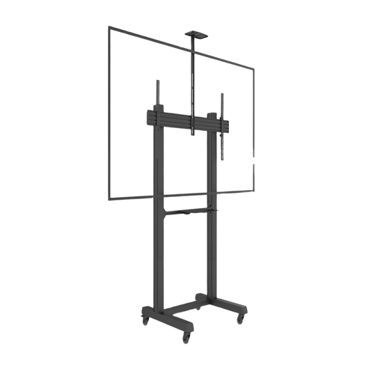 Montaje de Piso Móvil para Pantallas de  65 in a 100 in | vesa 100 x 100 hasta 1000 x 600 | carga máxima soportada 120kg| Fabricado en aluminio y acero