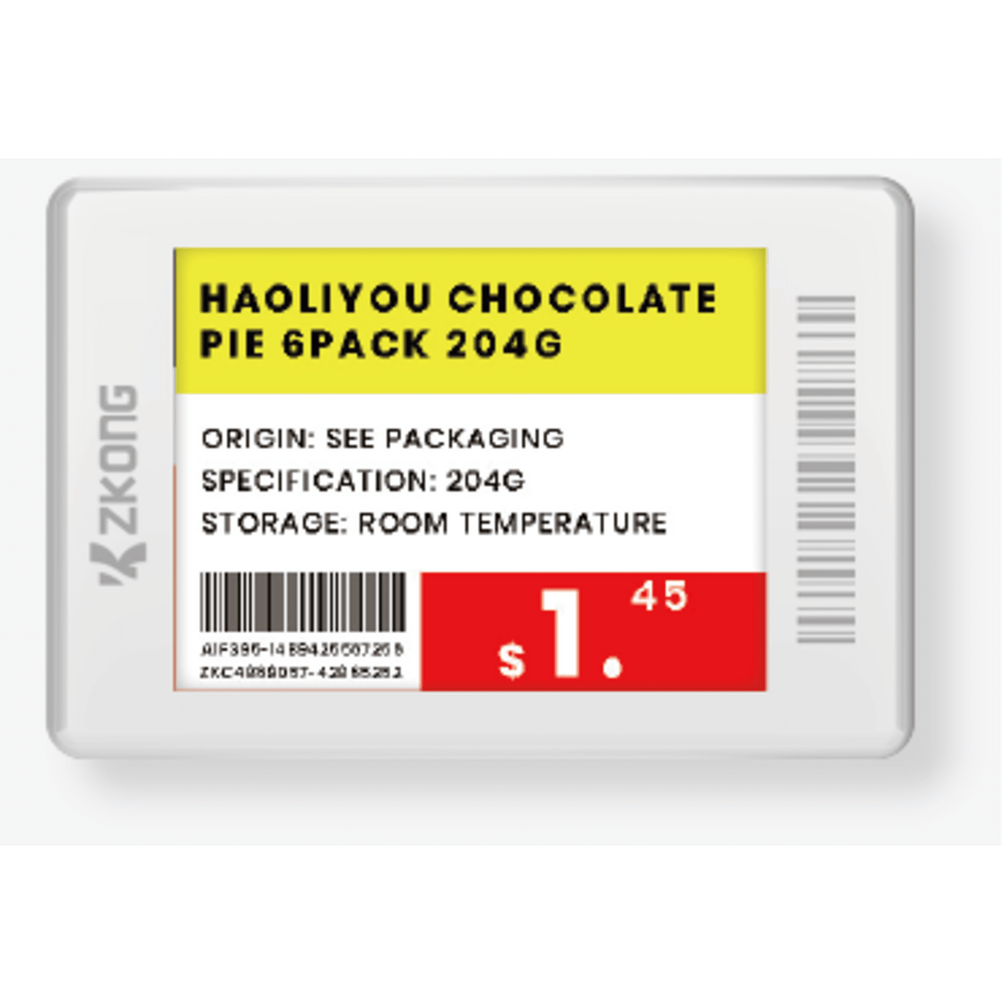 Etiqueta Electrónica de Estantería ESL 1.8 Pulgadas / Pantalla EPD a Color 224x168 píxeles / 4 Colores (Negro, Blanco, Rojo, Amarillo) / Batería 5 Años / Bluetooth LE 5.1 / Gestión en la Nube / NFC / CE ROHS FCC