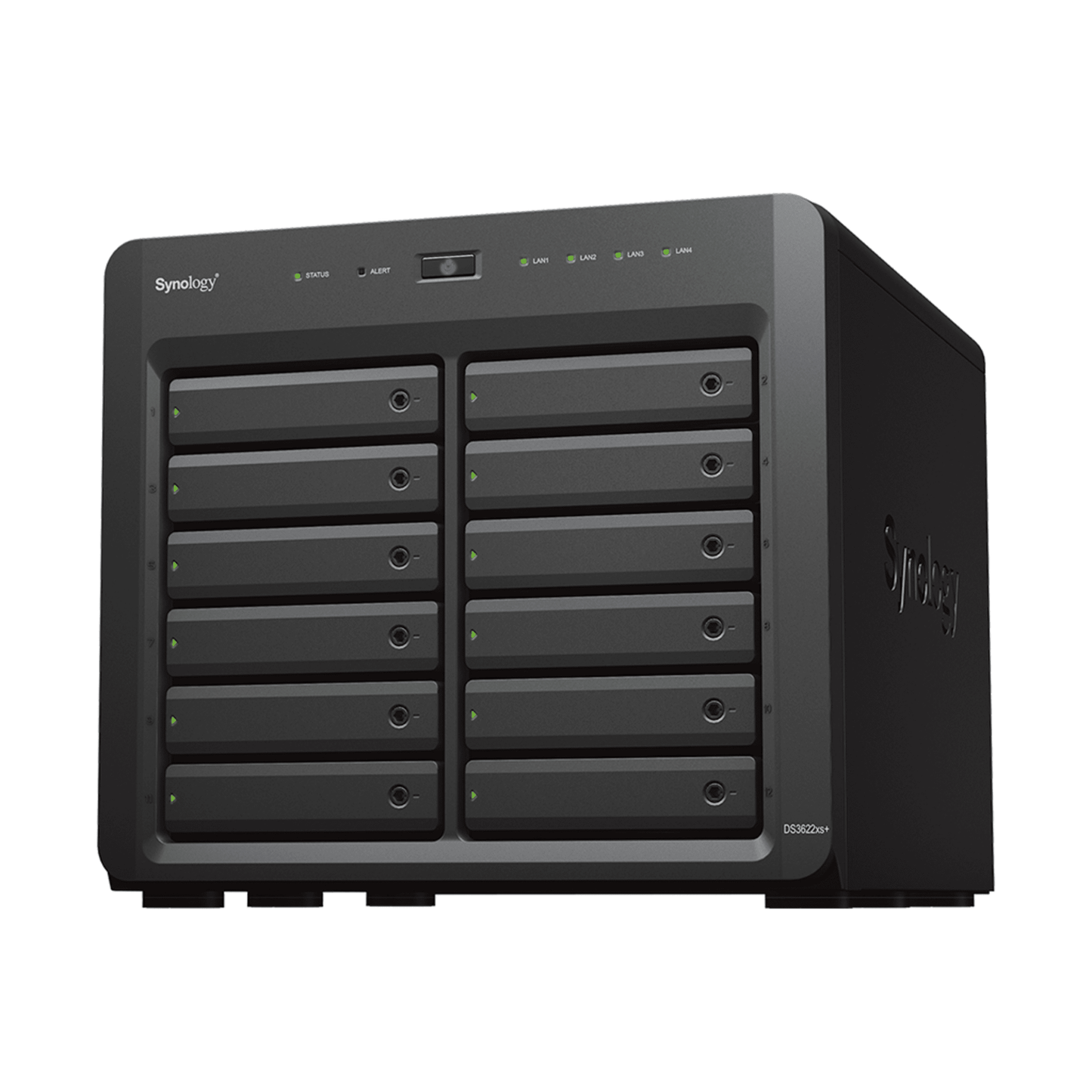 Servidor NAS Synology DiskStation DS3622xs+ | 12 Bahías | Intel Xeon 6 Núcleos | 16 GB DDR4 ECC | 10GbE RJ-45 | Expansión Hasta 36 Bahías | RAID F1, 0, 1, 5, 6, 10 | Caché NVMe SSD .