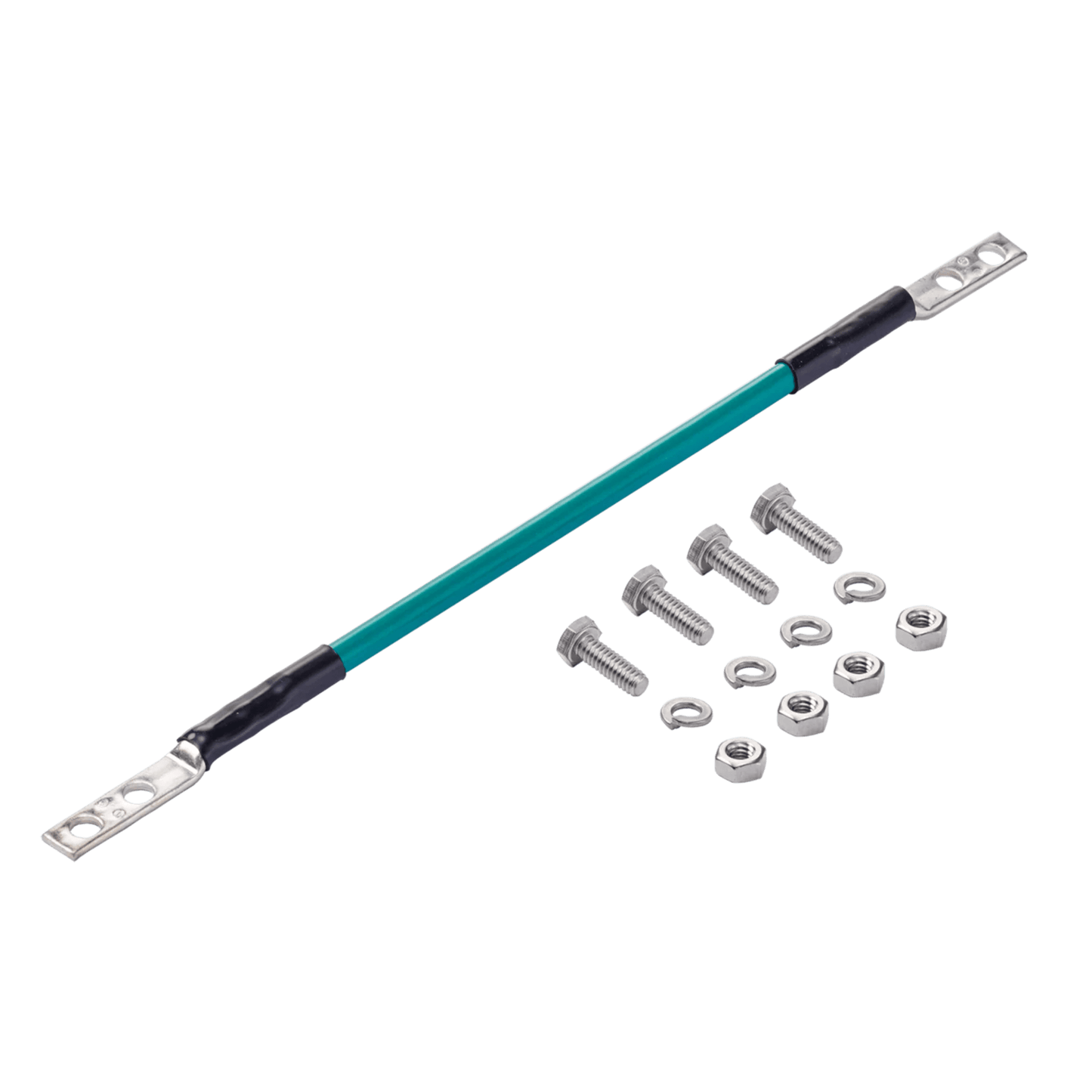 Kit de Jumper de Tierra Física, de Cobre 6 AWG, Fabricado con Aislamiento THW y Terminales de Dos Orificios en Cada Extremo, 30 cm de largo