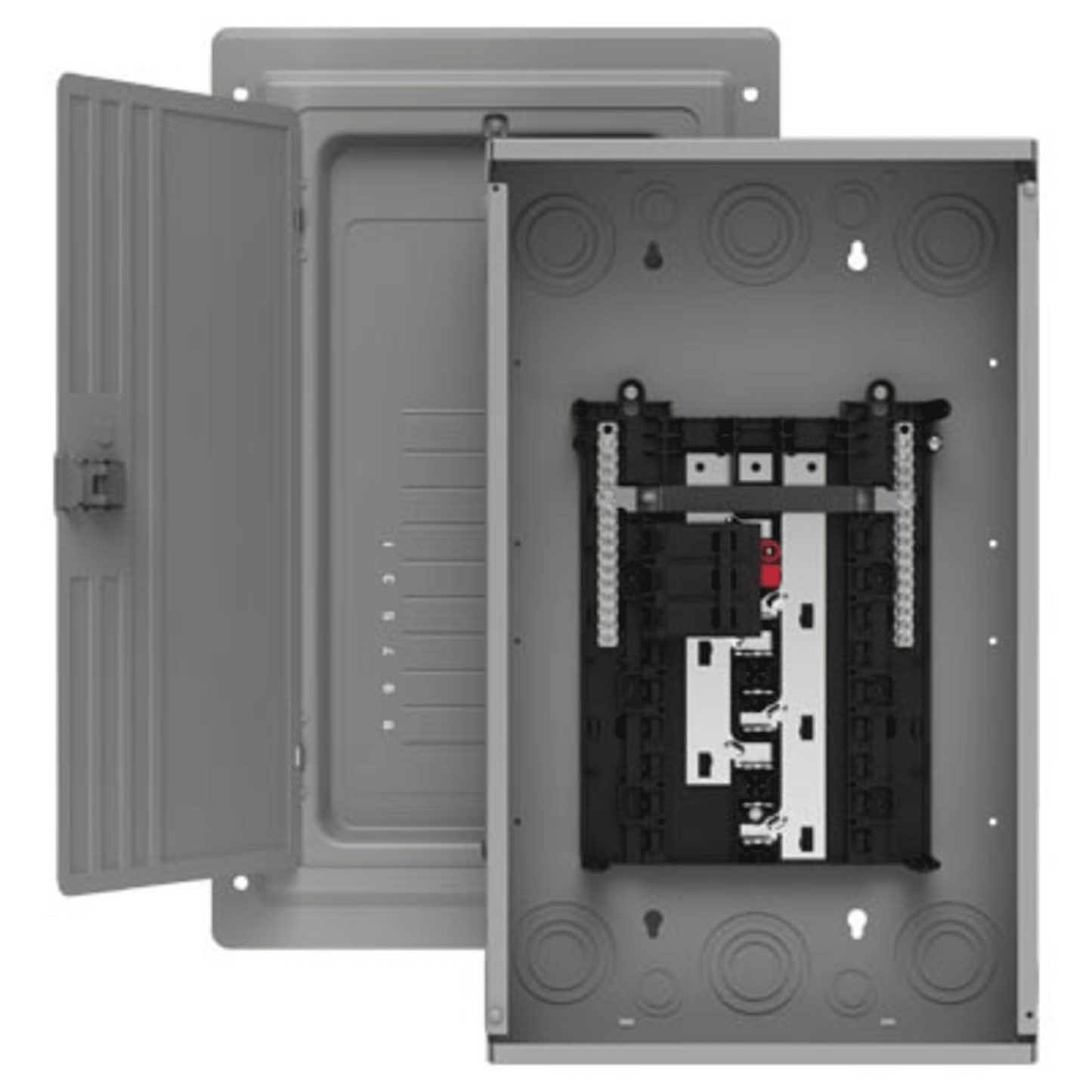Centro de carga trifásico ES de 12 espacios para 24 circuitos, 120/240vca, Barra de aluminio, Nema 1, uso interior. Incluye tapa.
