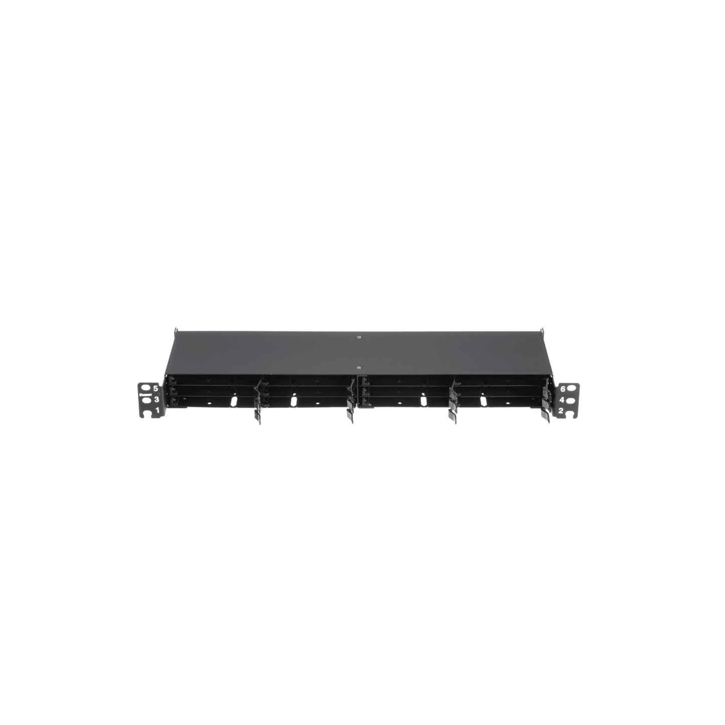 Panel de Distribución de Fibra Óptica, Acepta 12 Cassettes HD Flex™ en 6 Espacios, Hasta 144 Fibras, 1 UR