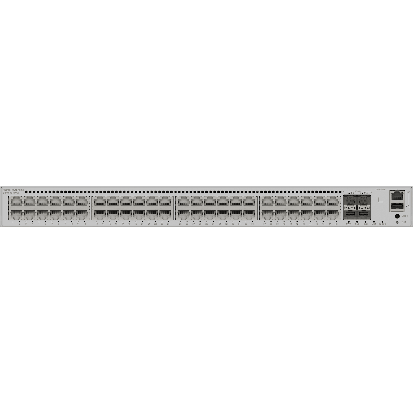 Switch eKit Core/Distribución Administrable / Capa 3 / 48 Puertos Gigabit PoE / Stack Inteligente / PoE Perpetuo / PoE Budget 849 W / Gestión Gratuita desde la Nube