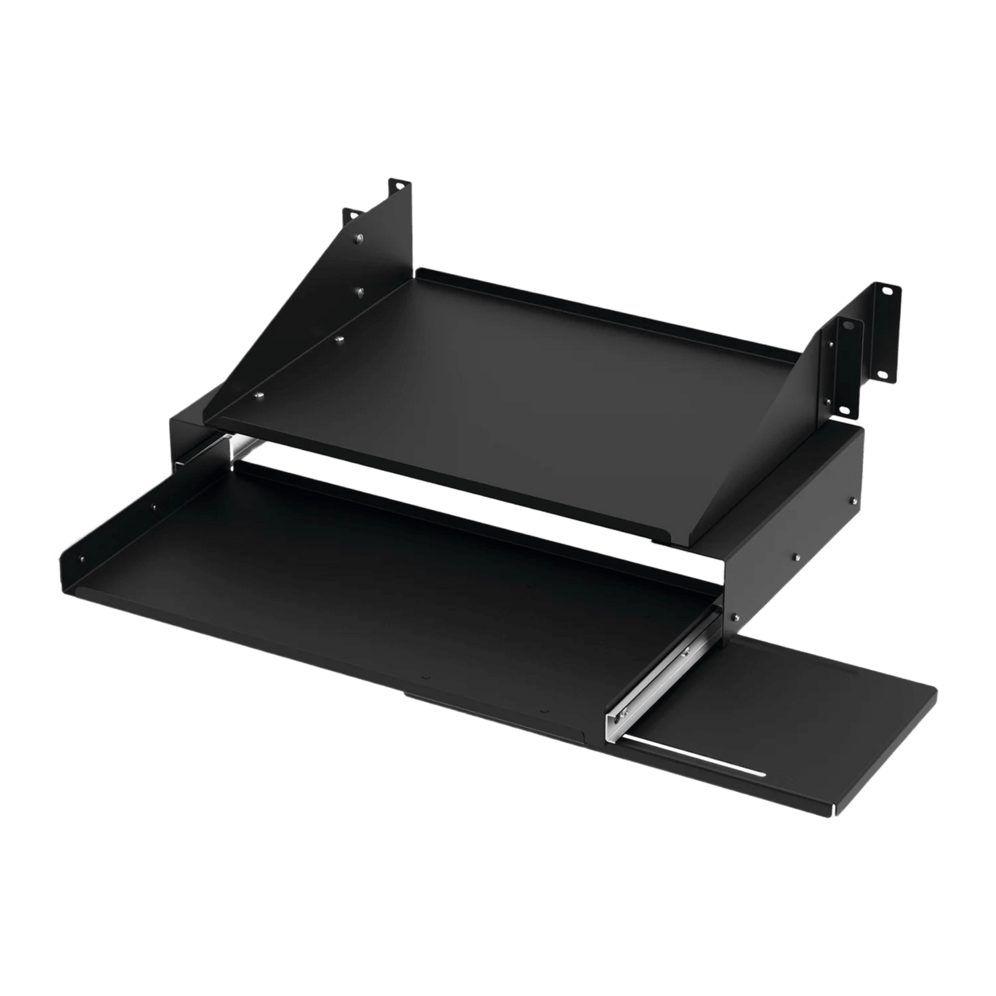 Charola deslizable de instalación en rack de 19in, Para teclado con estante para monitor, Capacidad de 45.5kg 4UR.