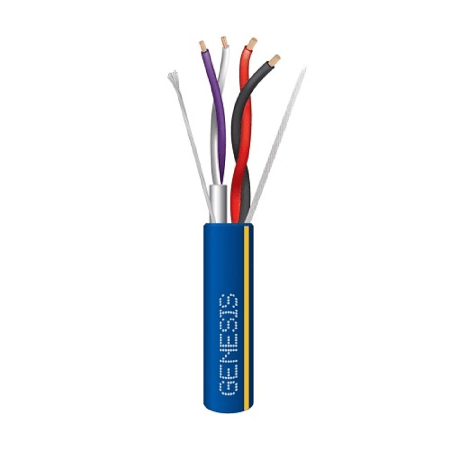 Bobina de 305 Metros / Cable 2 x 18 + 2 x 22 AWG / Color Azul con línea Amarilla / Par 22 AWG Blindado / Para Aplicaciones de Control de Iluminación
