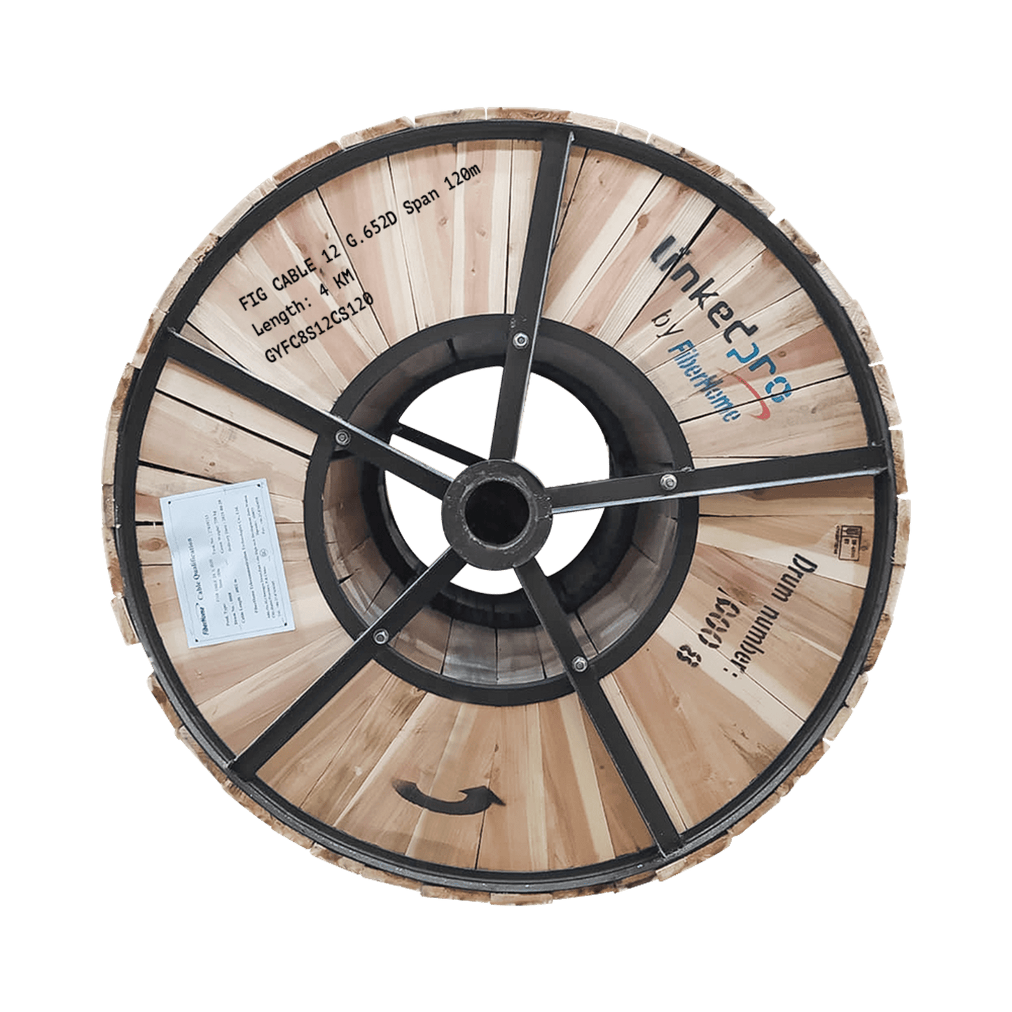 Carrete de 4 Km Fibra Óptica Aerea Figura 8 Armada Antirroedor G.652D, Monomodo de 12 Hilos, Exterior, Span 120