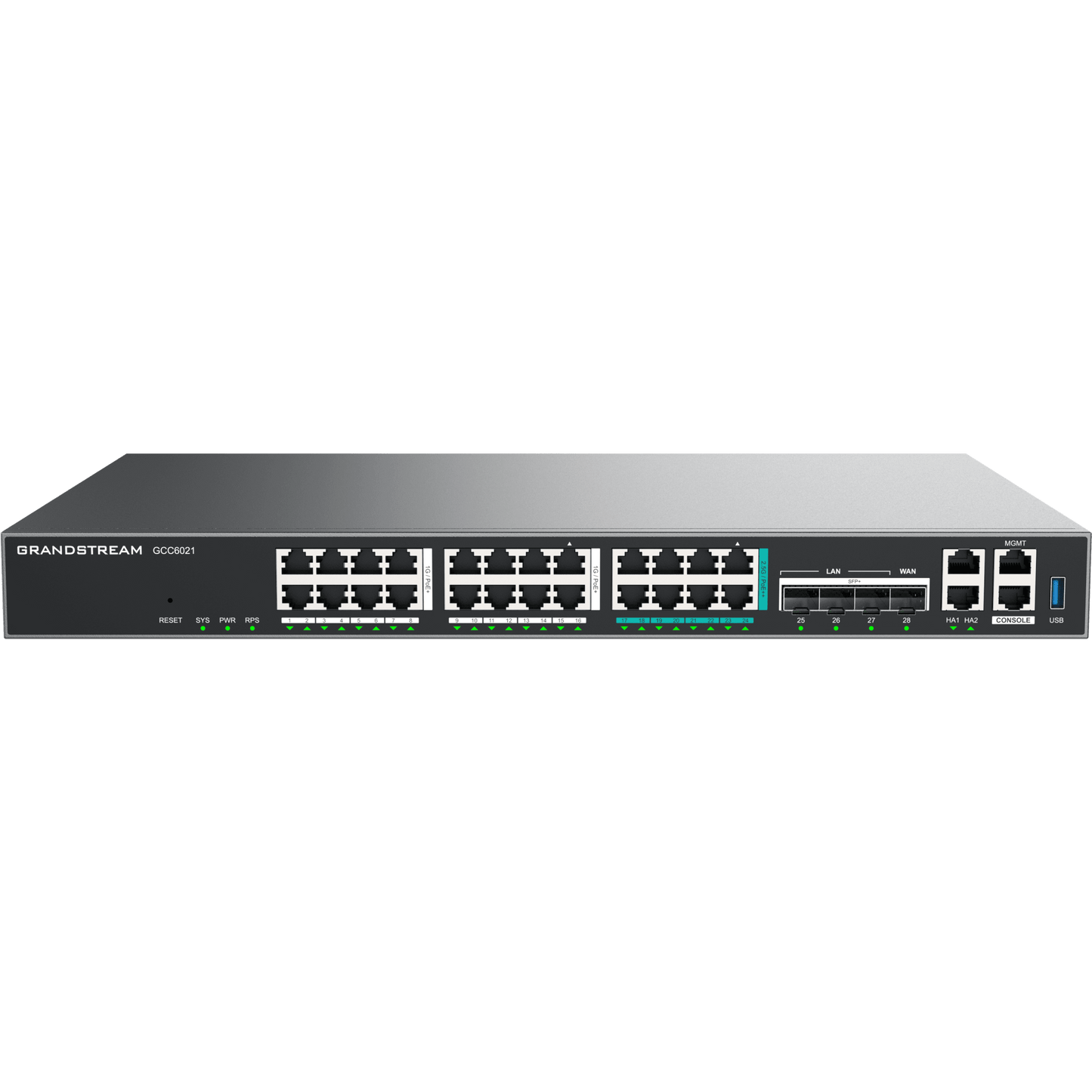 Dispositivo de Convergencia de Redes GCC6021 / Router VPN / Firewall de Próxima Generación / IP PBX / Switch de Red / 4 Puertos Gigabit Ethernet / 1 Puerto SFP+ 10 Gigabit / 1 Puerto 2.5 Gigabit / Gestión en la Nube GDMS / Montaje en