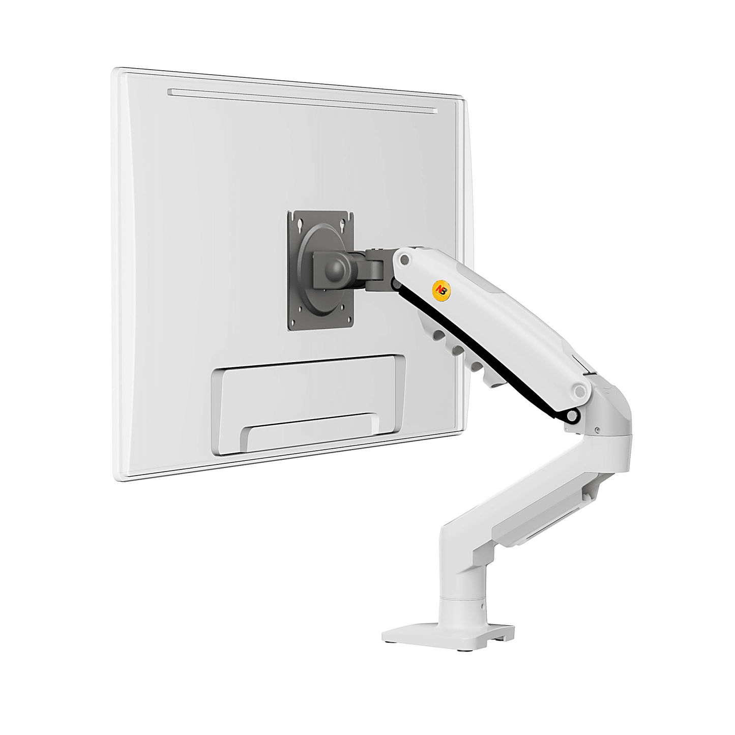 Brazo Ajustable para Monitor Ergonómico / Compatible con Monitores de 17" - 30" / Capacidad de Peso hasta 9 kg / Rotación 360° / Inclinación +85° a -30° / Giro 180° / Ajuste de Resorte de Gas / Color Blanco