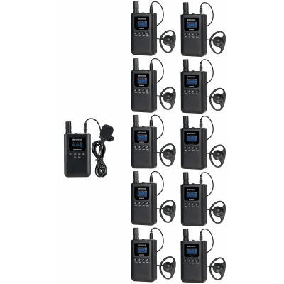 Kit Para Guía Turístico De 1 Transmisor Y 10 Receptores