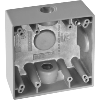 Caja Cuadra De 1/2" A Prueba De Intemperie/ Cuenta Con 2 Salidas.