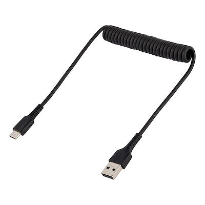 Cable De 50cm De Carga Usb A A Usb C, Cable Usb Tipo C En Espiral De Carga Rapida, Cable Usb 2.0 A A Usbc Negro - Startech.com Mod. R2acc-50c-usb-cable