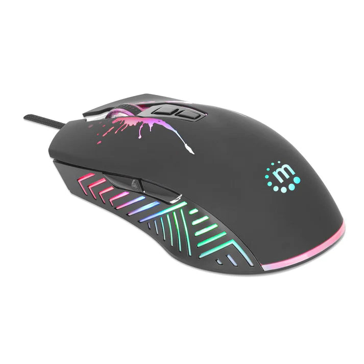 Mouse Óptico Gaming, Manhattan, 190220, 7 Botones, 7200 Dpi, Led Rgb, Negro