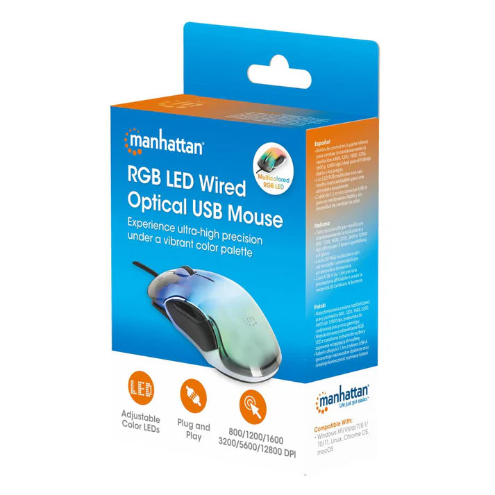 Mouse/manhattan/190381/mouse Usb Óptico Con Cable Led Rgb