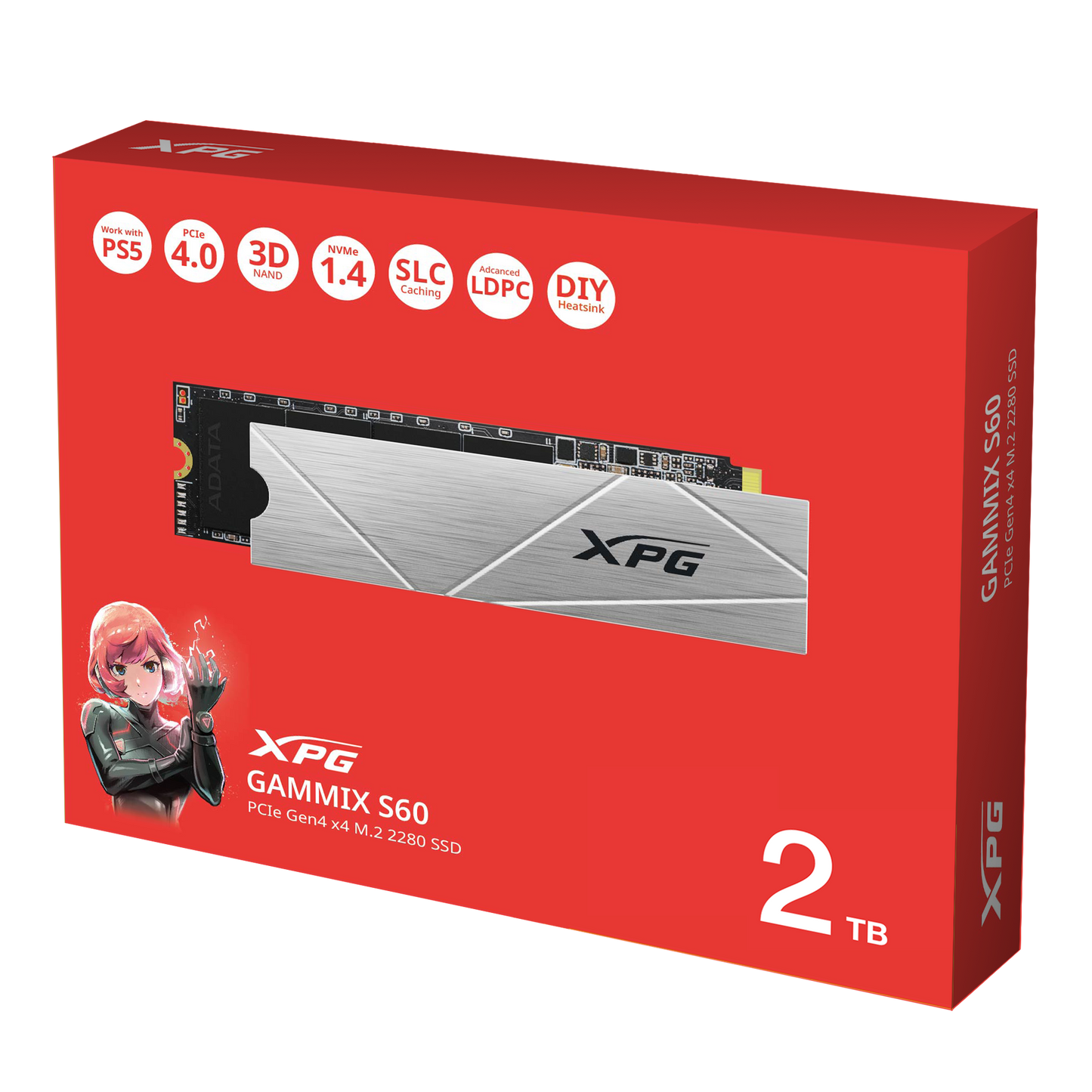Unidad De Estado Solido Ssd Interno Xpg Gammix 2tb S60 M.2 2280 Nvme Pcie Gen 4x4 Lect.5000 Escrit. 4200 Mbs 3dnand Pc Laptop Minipc Gamer (agammixs60-2t-cs)